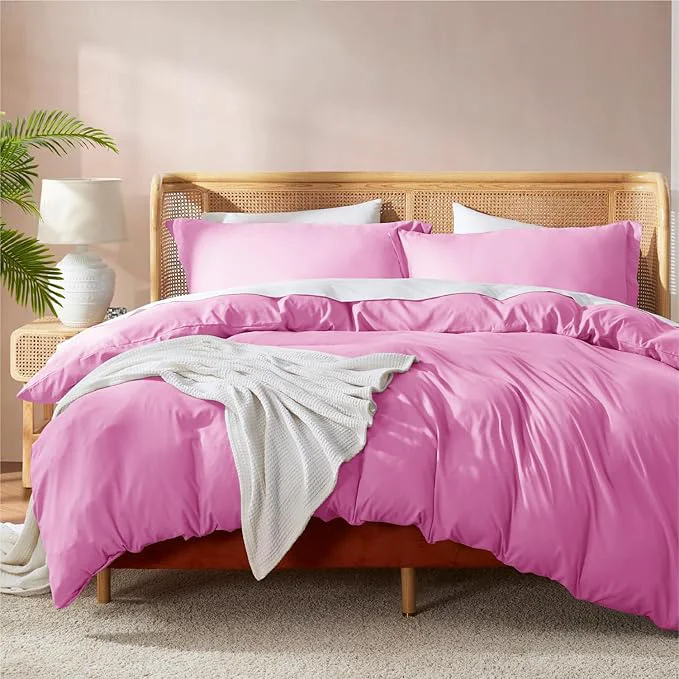 Official Nestl Light Pink California King Duvet Cover Sets – Soft Double Brushed Cal King Duvet Cover 3 Piece with Button Closure 1 Duvet Cover 104×98 inches and 2 Pillow Shams High-Performance