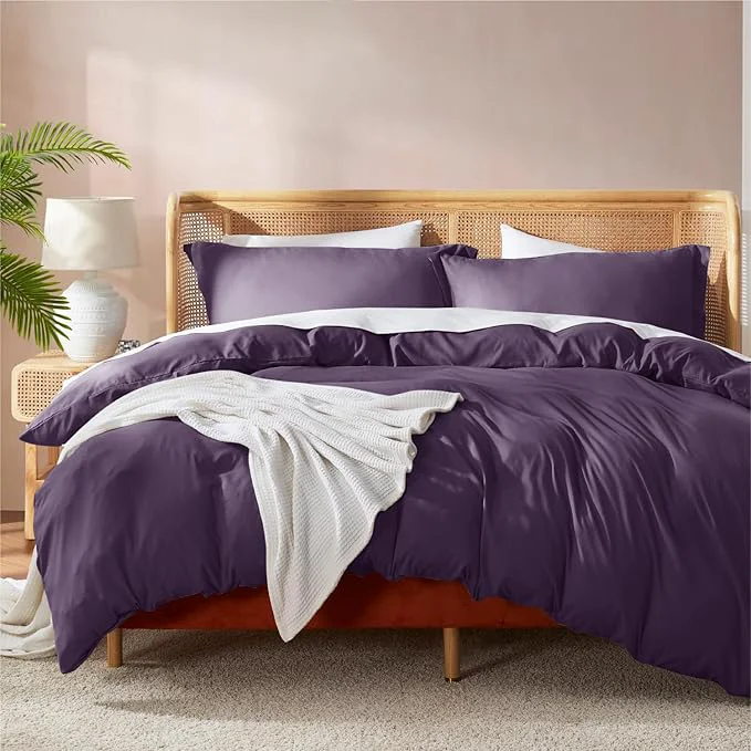 Trusted Nestl Twin Duvet Cover Set – Soft Double Brushed Purple Duvet Cover Twin Twin XL 2 Piece with Button Closure 1 Duvet Cover 68×90 inches and 1 Pillow Sham Casual