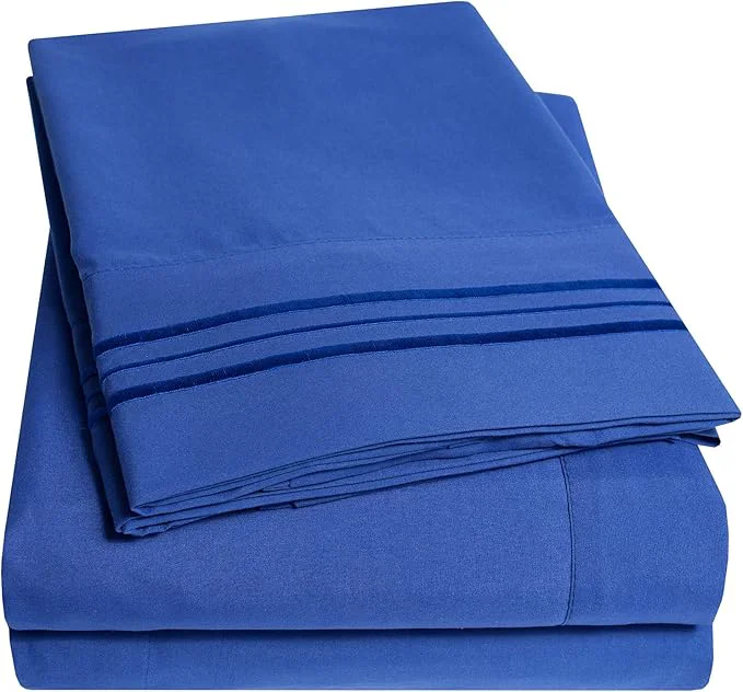 Responsible 1500 Supreme Collection California King Sheet Sets Royal Blue – Luxury Hotel Bed Sheets and Pillowcase Set for Cal King Mattress – Extra Soft Elastic Corner Straps Deep Pocket Sheets Royal Blue Durable