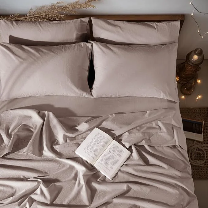 Responsible LBRO2M Pure Linen Sheet Set Deep Pocket Up to 16 quot Bed Sheets Sets Natural Flax Beddings Soft Breathable Comfortable for All Seasons 6 Pcs Sheet Set Queen Size Mauve Desert Eco-Friendly