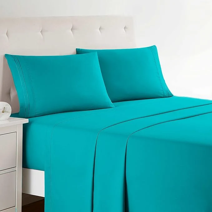 Fine Clara Clark Bed Sheets Premier 1800 Series 4 Piece Bed Sheet Set Deep Pocket Wrinkle Fade Stain Resistant Luxury Soft Bedding Sheets amp Pillowcases King Teal Minimalist