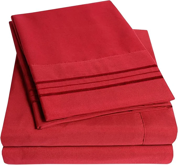 Official 1500 Supreme Collection Bed Sheet Set – Extra Soft Elastic Corner Straps Deep Pockets Wrinkle amp Fade Resistant Hypoallergenic Sheets Set Luxury Hotel Bedding Full Red Original Design