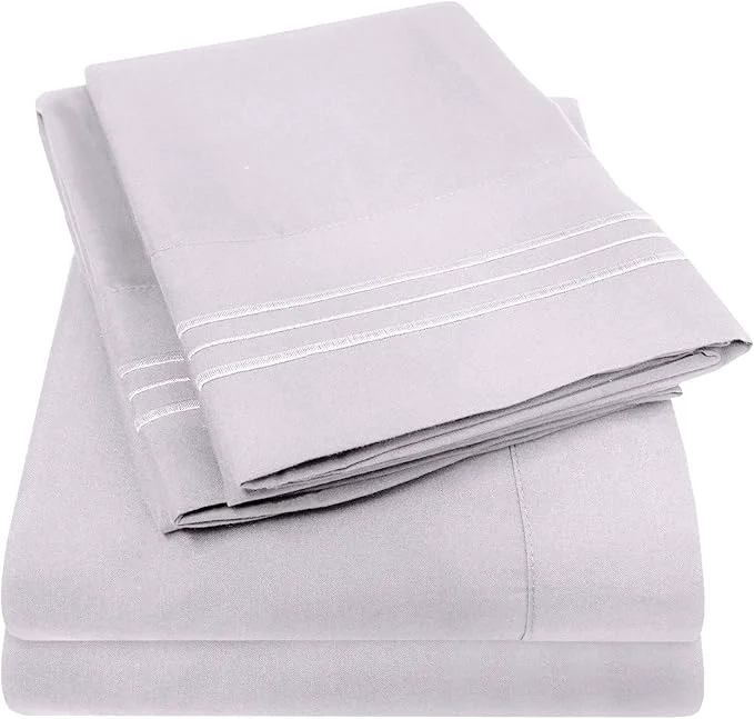 Outstanding 1500 Supreme Collection Full Sheet Sets Lilac – Luxury Hotel Bed Sheets and Pillowcase Set for Full Mattress – Extra Soft Elastic Corner Straps Deep Pocket Sheets Full Lilac Smart