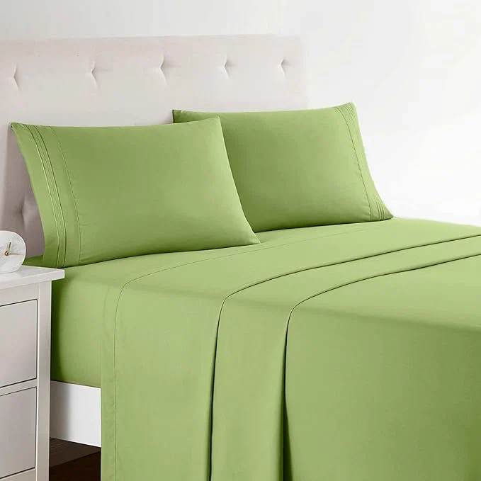 Next-Generation Clara Clark Bed Sheets Premier 1800 Series 4 Piece Bed Sheet Set Deep Pocket Wrinkle Fade Stain Resistant Luxury Soft Bedding Sheets amp Pillowcases California King Garden Green High-Grade
