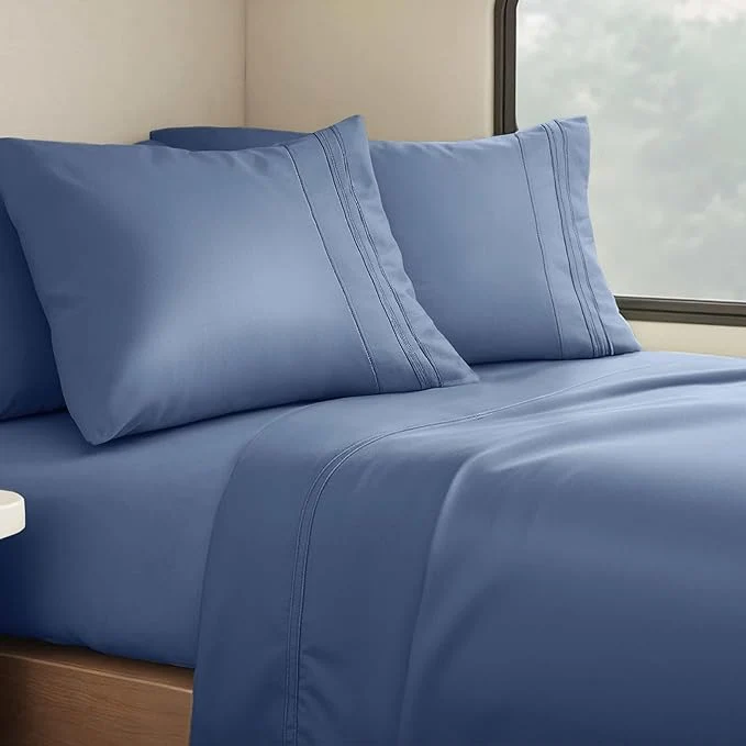 Refined Clara Clark Bed Sheets Premier 1800 Series 4 Piece RV Queen Sheet Set Luxury Soft Sheets for RV Bunks Short Queen – Navy Blue Quality