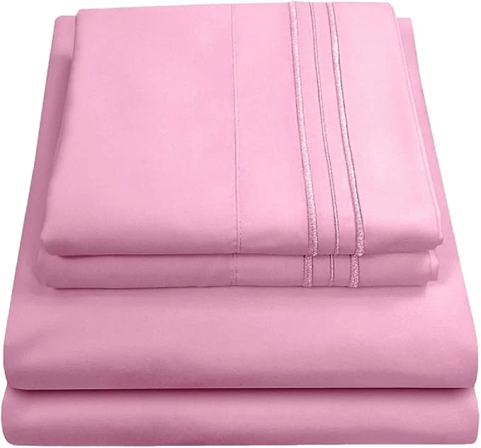 Original Queen Size Bed Sheets – Breathable Luxury Sheets with Full Elastic amp Secure Corner Straps Built In – 1800 Supreme Collection Extra Soft Deep Pocket Bedding Set Sheet Set Queen Pink Recyclable