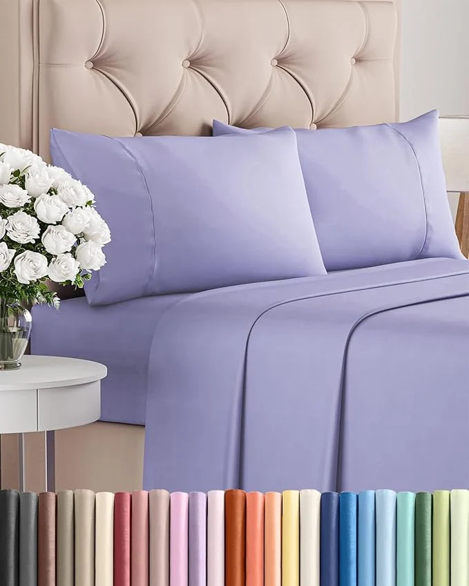 Next-Generation Twin XL 4 Piece Sheet Set – Comfy Breathable amp Cooling – Ultra-Soft Hotel Luxury Bedding Set w 8-16 Inch Deep Pockets – 1 Flat amp 1 Fitted Sheet amp 2 Pillowcases – Wrinkle amp Easy Care – Lavender World-Class