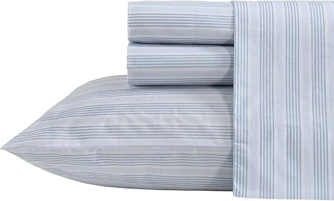 Trendy Nautica – Twin XL Size Sheets Set Crisp amp Tailored Striped Bedding with a Smooth Cotton Percale Bed Sheets with Matching Pillowcase amp Fitted Sheet Tayleur Stripe Blue Classic