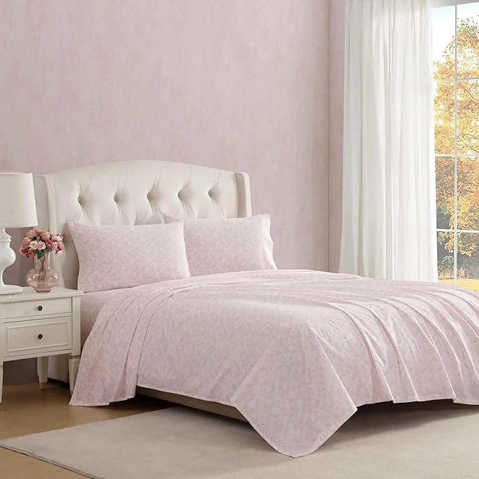 High-Quality Laura Ashley – Twin Sheet Set Crisp amp Cool Cotton Percale Bedding with Deep Pockets Lightweight for Year Round Comfort Bed Sheets with Matching Pillowcases Antoinette Pink