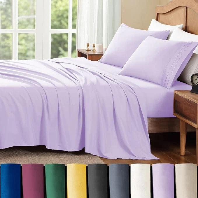 Reusable ClevaHome Twin Sheets Set 3-Piece Twin Size Sheets Lightweight amp Super Soft Easy Care Microfiber– Shrinkage amp Fade Resistant Bedding Set with 14 39 39 Deep Pockets Lilac Proven