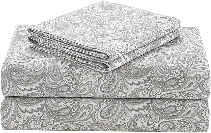 Organic Comfort Spaces Cotton Sheet Set Breathable Lightweight Soft with 14 quot Elastic Pocket Fits up to 16 quot Mattress All Season Cozy Bedding Matching Pillow Case Full Paisley Multi 4 Piece Top-Quality