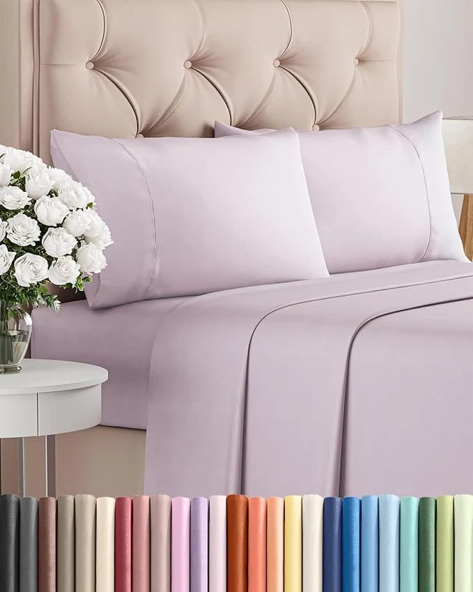 Trusted Twin 4 Piece Sheet Set – Comfy Breathable amp Cooling – Soft Hotel Luxury Bedding Set with 8-16 Inch Deep Pockets – 1 Flat amp 1 Fitted Sheet amp 2 Pillowcases – Wrinkle amp Easy Care – Light Lavender Optimized