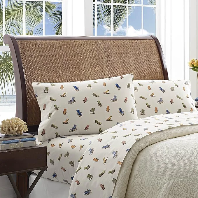 Clean Tommy Bahama – King Size Sheets Set Crisp amp Tailored Cooling Sheets with a Smooth Cotton Percale Lightweight Feel – Bed Sheets with Matching Pillowcases amp Fitted Sheet Beach Chairs Multi Next-Generation