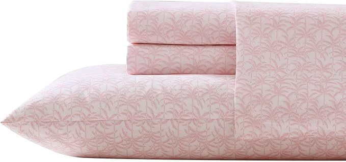 Healthy Tommy Bahama – King Sheets Organic Cotton Coastal Bedding Set Softens with Each Wash 200 Thread Count Lovely Palms Pink King Superior