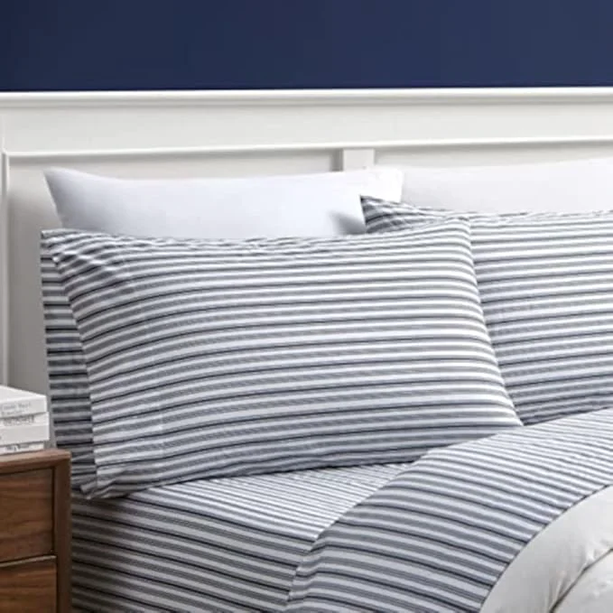 Expertly Made Nautica – Twin XL Size Sheet Set Crisp amp Tailored Cooling Sheets with a Smooth Cotton Percale Lightweight Feel – Bed Sheets with Matching Pillowcase amp Fitted Sheet Coleridge Stripe Charcoal Original Design