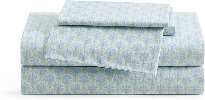 Exceptional Tommy Bahama – King Sheet Set Crisp amp Cool Cotton Percale Bed Sheets Deep Pockets Coastal Bedding with Matching Fitted Sheet amp Pillowcases Coastal Bay Blue Trusted