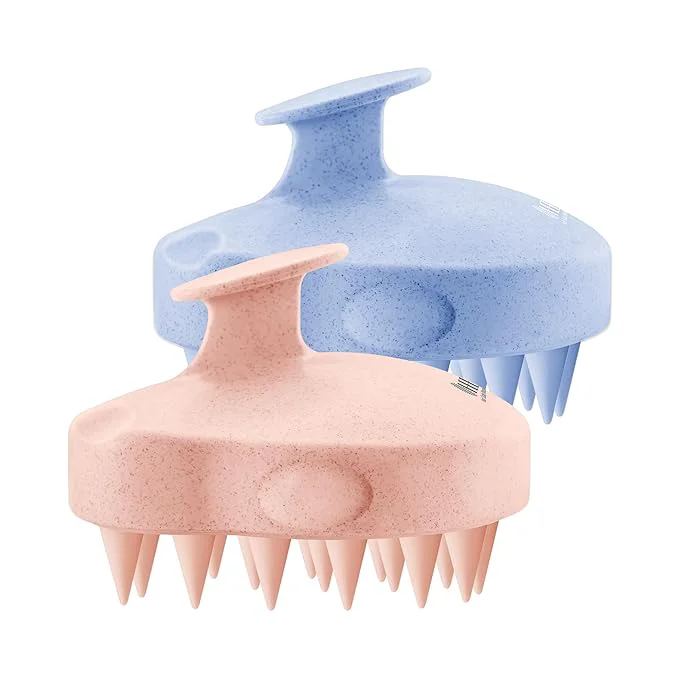 Convenient HEETA Scalp Massager 2 Pack for Hair Growth Soft Silicone Bristles to Remove Enhanced