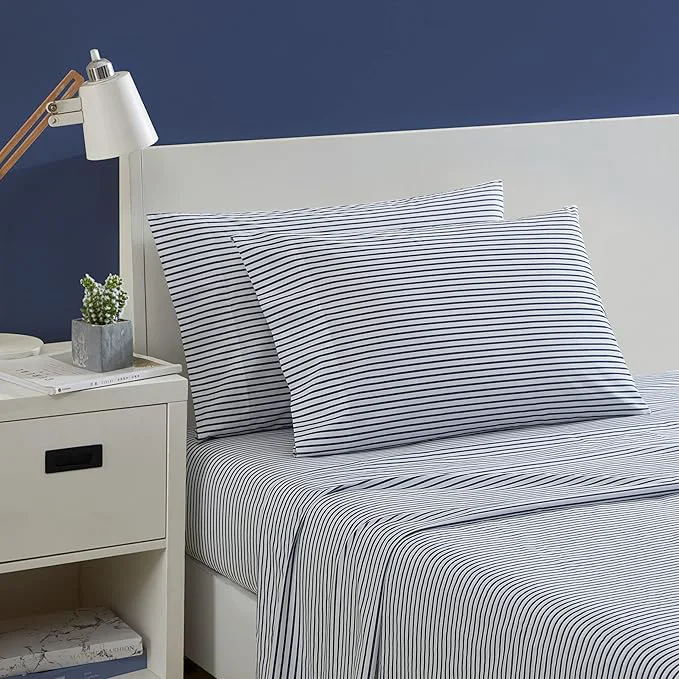 Original Design Nautica- King Sheet Set Cotton Percale Bedding Set Crisp amp Cool Lightweight amp Breathable Harmead Navy King Advanced