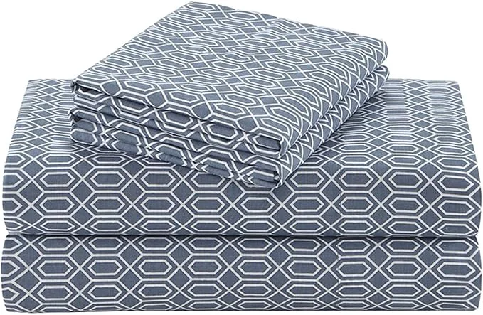 Next-Generation Comfort Spaces Cotton Sheets Twin XL Breathable Naturally Cool Cotton Sheets Soft Cotton Bed Sheets with 14 quot Elastic Pocket Fits up to 16 quot Mattress All Seasons Sheet Set Diamond Blue 3 Piece Safe