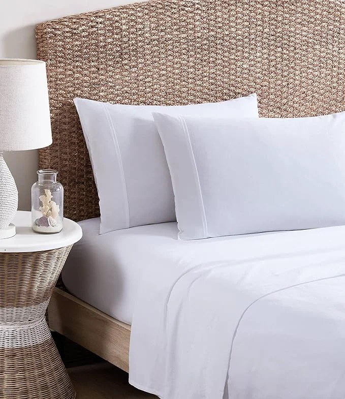 Enhanced Tommy Bahama – King Sheets Organic Cotton Bedding Set Softens with Each Wash TB T200 White King Selected