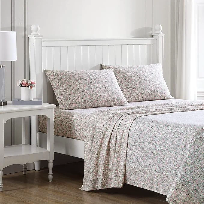 Safe Laura Ashley – King Sheets Cotton Percale Bedding Set Lightweight amp Breathable Home Decor Lovestone Pink King Traditional
