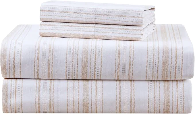 High-Performance Comfort Spaces Cotton Sheets King Breathable Naturally Cool Cotton Sheets Cotton Bed Sheets with 14 quot Elastic Pocket Fits up to 16 quot Mattress All Seasons Sheet Set Good Vibes Taupe 4 Piece Safe