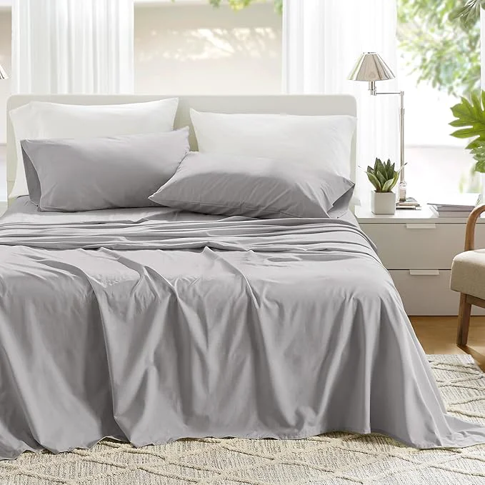 User-Friendly Comfort Spaces Cotton Sheet Set Breathable Lightweight Soft with 12 quot Elastic Pocket Fits up to 14 quot Mattress All Season Cozy Bedding Matching Pillow Case Twin XL Grey 3 Piece Fine Crafted