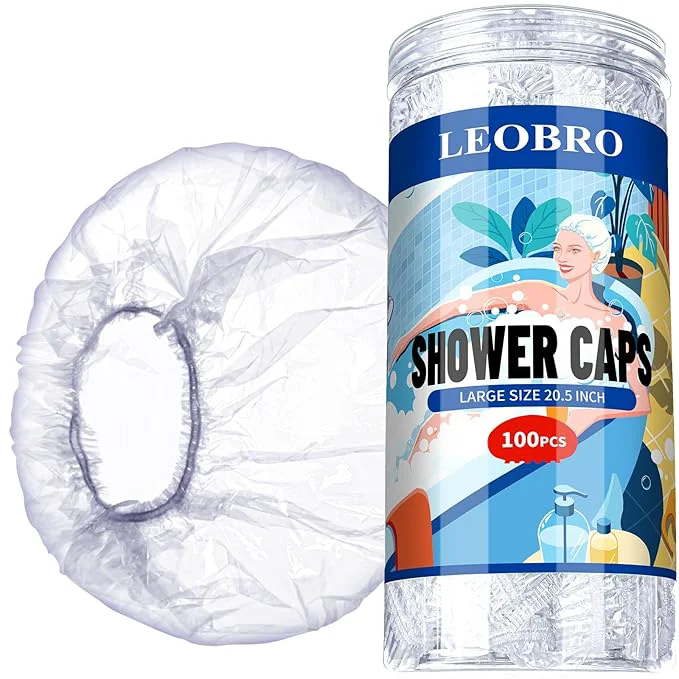 Quality LEOBRO Large Disposable Shower Cap Plastic Shower Caps Expertly Made