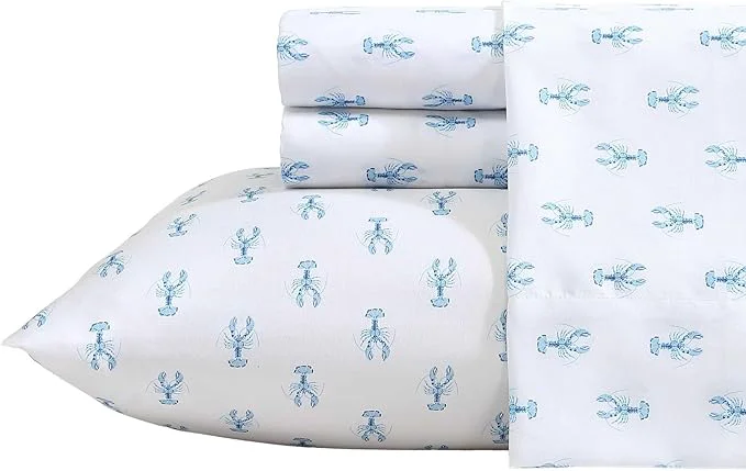 Top-Quality Nautica – Sheet Set Breathable amp Cooling Microfiber Bedding with Matching Pillowcase Deep Pocket Fully Elasticized Nantucket Lobster Ocean Breeze Blue Twin Selected