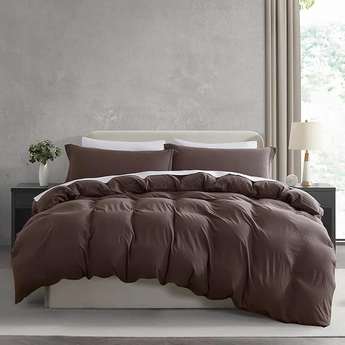 Effective Nestl Chocolate Brown Duvet Cover Full Size – Soft Prewashed Full Size Duvet Cover Set 3 Piece with Zipper Closure 1 Duvet Cover 80×90 inches and 2 Pillow Shams Reliable