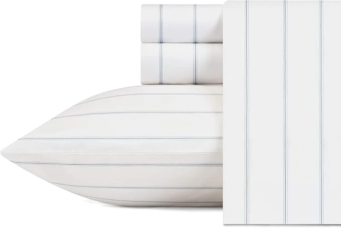 Dependable Nautica – Twin Sheets Cotton Percale Preppy Bedding Set Fully Elasticized I Dorm Essentials Skippers Island Light Blue Twin Casual