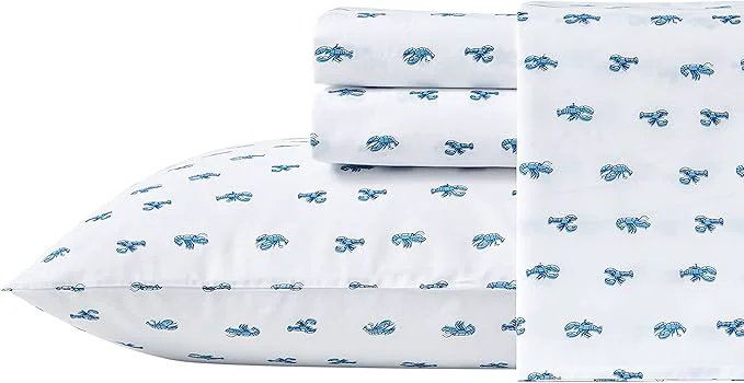 Solid Nautica – Queen Sheets Cotton Percale Bedding Set Crisp amp Cool Coastal Home Decor Cloyster Blue Queen Consistent