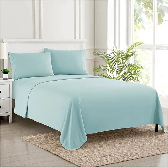 Exclusive Queen Size Bed Sheets – Breathable Luxury Sheets with Full Elastic amp Secure Corner Straps Built In – 1800 Supreme Collection Extra Soft Deep Pocket Bedding Set Sheet Set Queen Light Blue Carefully Designed