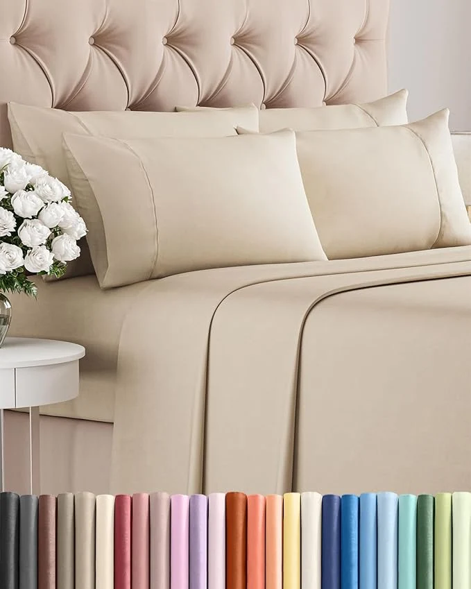 Original King 6 Piece Sheet Set – Comfy Breathable amp Cooling – Ultra Soft Hotel Luxury Bedding Set with 8-16 Inch Deep Pockets – 1 Flat amp 1 Fitted Sheet amp 4 Pillowcases – Cozy Wrinkle amp Easy Care – Wheat Verified