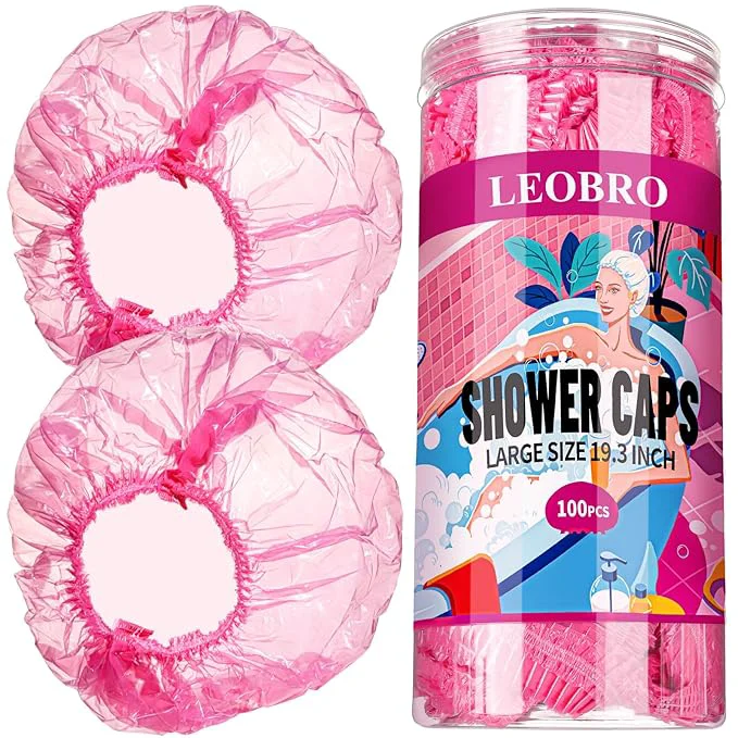 Secure LEOBRO Disposable Shower Caps Plastic Shower Caps Elite