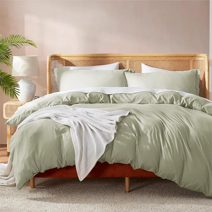 Safe Nestl Light Sage Duvet Cover King Size – Soft Double Brushed King Duvet Cover Set 3 Piece with Button Closure 1 Duvet Cover 104×90 inches and 2 Pillow Shams Premium