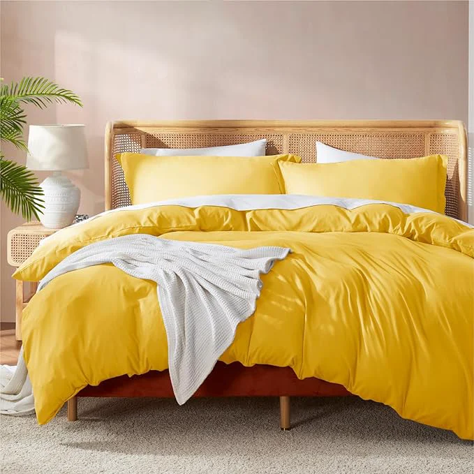 Top-Quality Nestl Twin Duvet Cover Set – Soft Double Brushed Yellow Duvet Cover Twin Twin XL 2 Piece with Button Closure 1 Duvet Cover 68×90 inches and 1 Pillow Sham Reliable