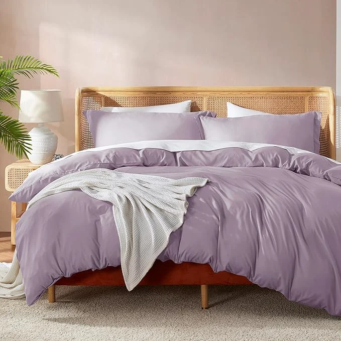 Environmentally Friendly Nestl Twin Duvet Cover Set – Soft Double Brushed Dusty Purple Duvet Cover Twin XL 2 Piece with Button Closure 1 Duvet Cover 68×90 inches and 1 Pillow Sham Prestigious