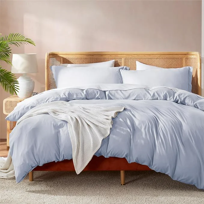 Sustainable Nestl Ice Blue Duvet Cover King Size – Soft Double Brushed King Duvet Cover Set 3 Piece with Button Closure 1 Duvet Cover 104×90 inches and 2 Pillow Shams Versatile