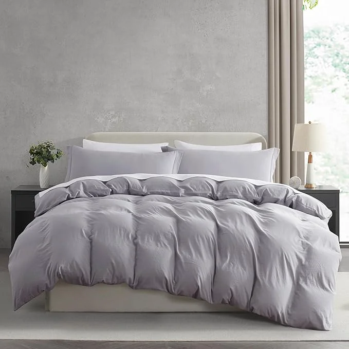 Pure Nestl Twin Duvet Cover Set – Soft Prewashed Grey Lavender Duvet Cover Twin Twin XL 2 Piece with Zipper Closure 1 Duvet Cover 68×90 inches and 1 Pillow Sham Traditional