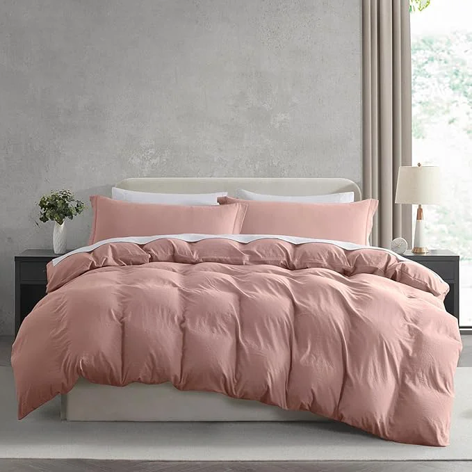 High-Performance Nestl Blush Pink Duvet Cover Queen Size – Soft Prewashed Queen Duvet Cover Set 3 Piece with Zipper Closure 1 Duvet Cover 90×90 inches and 2 Pillow Shams Fine Crafted