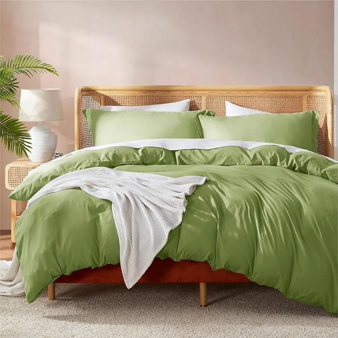 Long-Lasting Nestl Twin Duvet Cover Set – Soft Double Brushed Calla Green Duvet Cover Twin XL 2 Piece with Button Closure 1 Duvet Cover 68×90 inches and 1 Pillow Sham Professional