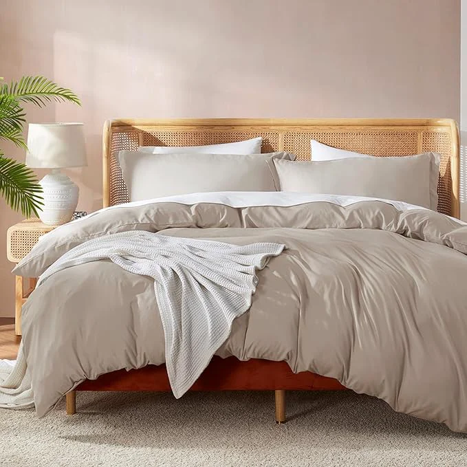 Clean Nestl Linen Duvet Cover Queen Size – Soft Double Brushed Queen Duvet Cover Set 3 Piece with Button Closure 1 Duvet Cover 90×90 inches and 2 Pillow Shams Smooth