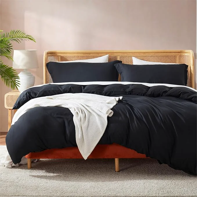 Smart Nestl Twin Duvet Cover Set – Soft Double Brushed Black Duvet Cover Twin XL 2 Piece with Button Closure 1 Duvet Cover 68×90 inches and 1 Pillow Sham Reliable