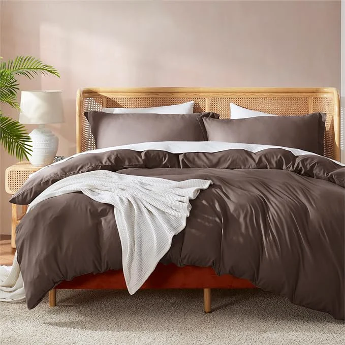 Dependable Nestl Twin Duvet Cover Set – Soft Double Brushed Chocolate Brown Duvet Cover Twin Twin XL 2 Piece with Button Closure 1 Duvet Cover 68×90 inches and 1 Pillow Sham Breathable