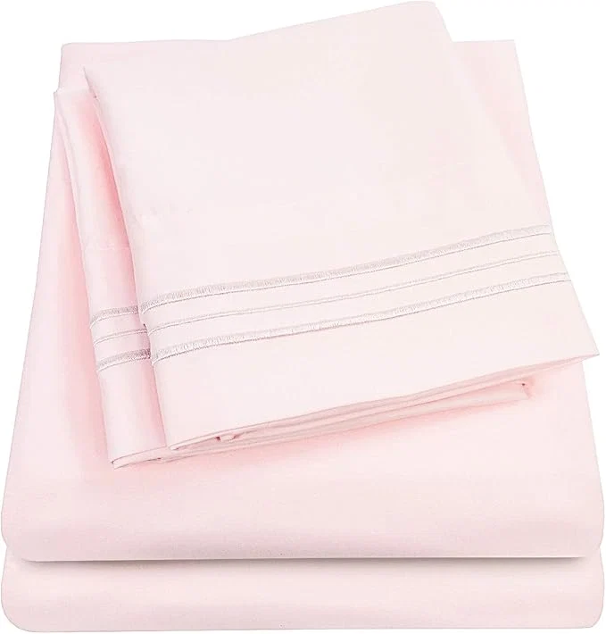 Sophisticated 1500 Supreme Collection Extra Deep Pocket Sheets Set – Luxury Soft Bed Sheets Wrinkle Bedding Over 40 Colors 21 inch Extra Deep Pocket Queen Pale Pink Superior