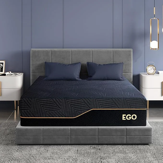 Natural MLILY EGOHOME 14 Inch Queen Memory Foam Mattress for Back Pain Cooling Copper Gel Bed in a Box Foam Made in USA CertiPUR-US Therapeutic Medium Firm 60x80x14 Black Convenient