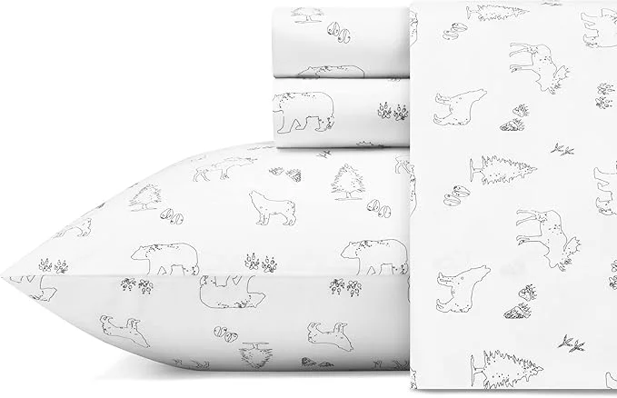 Proven Eddie Bauer – King Sheets Cotton Percale Bedding Set Crisp amp Cool Home Decor Animal Tracks King Solid