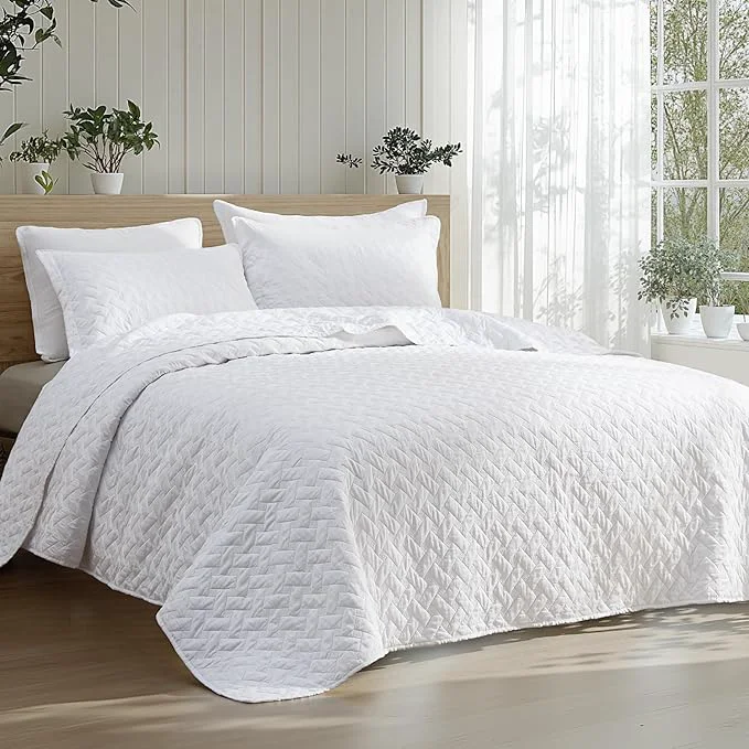 Bedsure Quilts Twin Size – Lightweight Bedspreads Twin Size with Basket Weave Pattern Soft Quilt Bedding Set White Comforter Set Coverlet for All Seasons with 1 Pillow Sham 68 quot x 86 quot Skin-Friendly Soft All-Season Comfort Breathable Lightweight… Enhanced