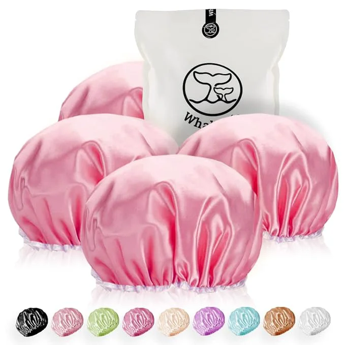 Crafted Shower Cap for Women Reusable Extra Large Shower Cap for Men Satin Double Layer World-Class